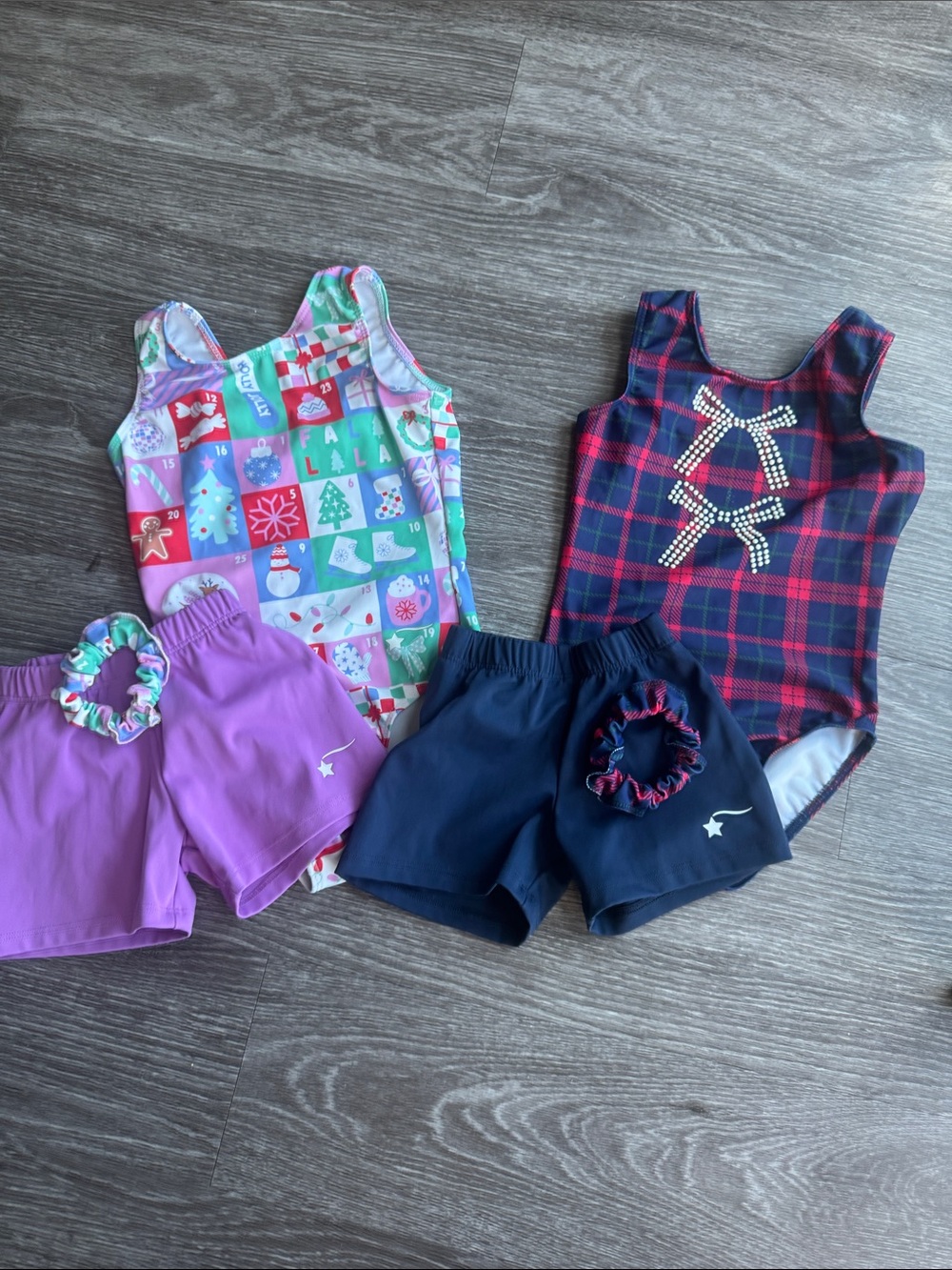 Two Destira Holiday Leotard Sets